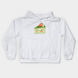 Matcha Strawberry Crepe cake Kids Hoodie